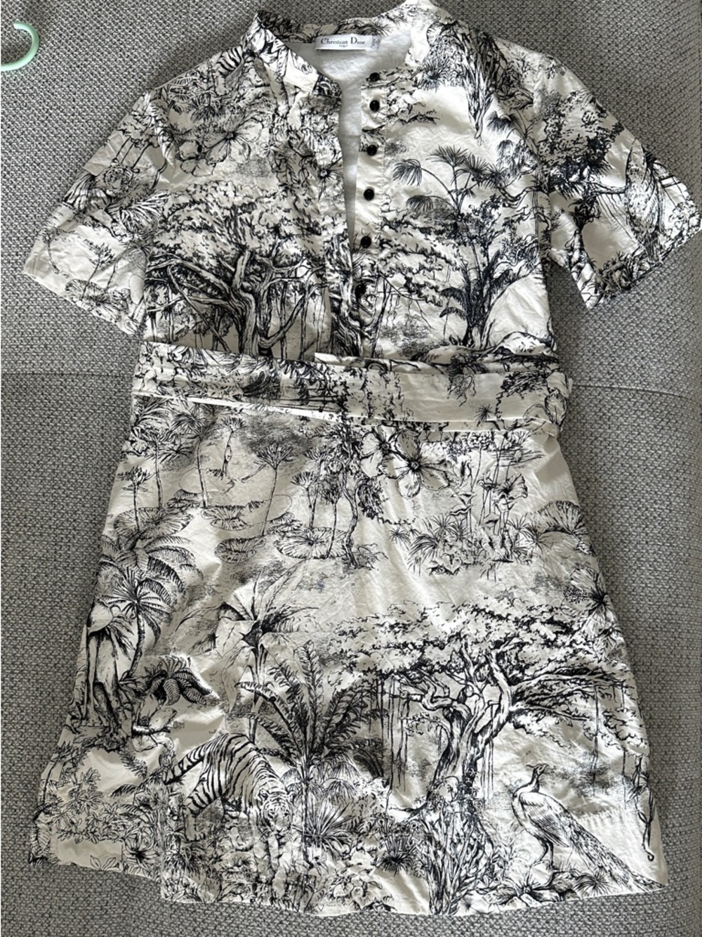Dior Black and Cream Printed Midi Dress